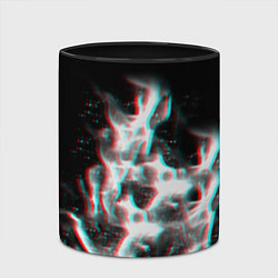 Кружка 3D Огонь глитч текстура, цвет: 3D-белый + черный — фото 2