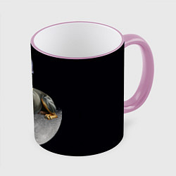 Кружка цветная Доберман и луна