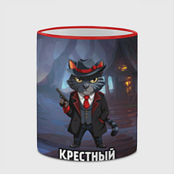 Кружка 3D Крестный котец в костюме и с пистолетом мем, цвет: 3D-красный кант — фото 2