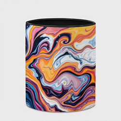 Кружка 3D Жидкие разноцветные краски, цвет: 3D-белый + черный — фото 2