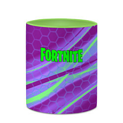 Кружка 3D Fortnite game neon hexagon, цвет: 3D-белый + светло-зеленый — фото 2