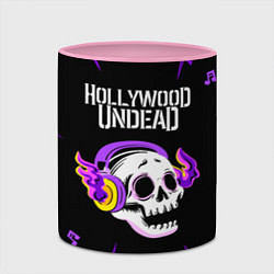 Кружка 3D Hollywood Undead неоновый череп, цвет: 3D-белый + розовый — фото 2