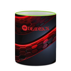 Кружка 3D Deadlock logo красные соты и неон, цвет: 3D-светло-зеленый кант — фото 2