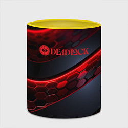 Кружка 3D Deadlock logo красные соты и неон, цвет: 3D-белый + желтый — фото 2