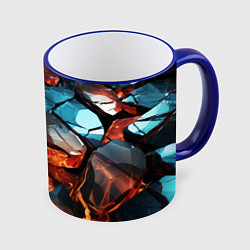 Кружка цветная Разломленные камни с янтарным свечением