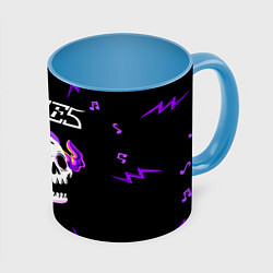 Кружка 3D Eagles неоновый череп, цвет: 3D-белый + небесно-голубой