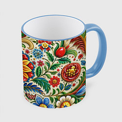 Кружка цветная Русские классические узоры и орнамент