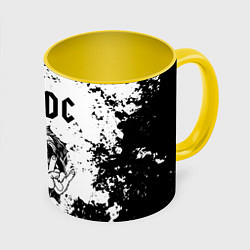 Кружка 3D AC DC - рок пес, цвет: 3D-белый + желтый