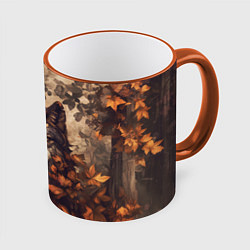 Кружка 3D Матёрый волк, цвет: 3D-оранжевый кант