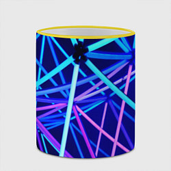 Кружка 3D Неоновая текстура геометрия, цвет: 3D-желтый кант — фото 2
