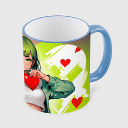Кружка цветная Аниме сердечки