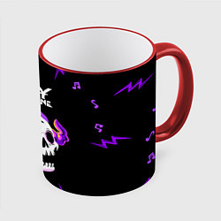 Кружка 3D Ozzy Osbourne неоновый череп, цвет: 3D-красный кант
