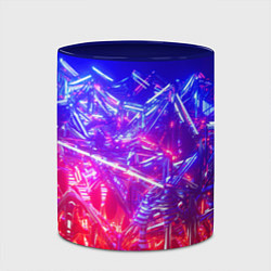 Кружка 3D Неоновая геометрическая абстракция, цвет: 3D-белый + синий — фото 2