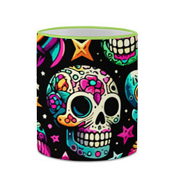 Кружка 3D Space collage with skulls and rockets - ai art, цвет: 3D-светло-зеленый кант — фото 2
