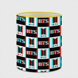 Кружка 3D BTS glitch pattern, цвет: 3D-желтый кант — фото 2