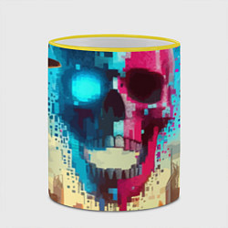 Кружка 3D Cool vanguard neon cyber skull - ai art, цвет: 3D-желтый кант — фото 2