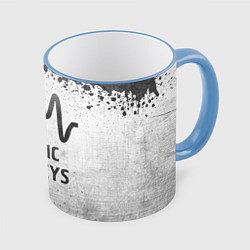 Кружка 3D Arctic Monkeys - white gradient, цвет: 3D-небесно-голубой кант