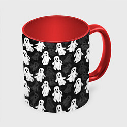 Кружка 3D Паттерн с призраками, цвет: 3D-белый + красный