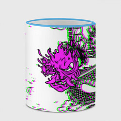 Кружка 3D Cyberpunk neon dragon, цвет: 3D-небесно-голубой кант — фото 2