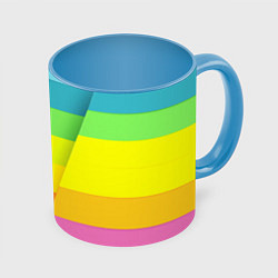 Кружка 3D Разноцветные полосы, цвет: 3D-белый + небесно-голубой