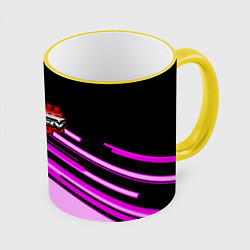 Кружка 3D Tekken pink line, цвет: 3D-желтый кант