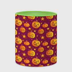 Кружка 3D Веселые тыквы на Хэллоуин, цвет: 3D-белый + светло-зеленый — фото 2