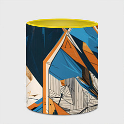 Кружка 3D Абстракция сине-оранжевая осколки, цвет: 3D-белый + желтый — фото 2