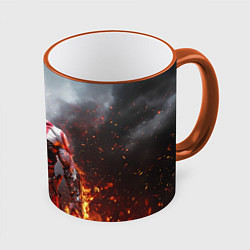 Кружка 3D God of War Кратос, цвет: 3D-оранжевый кант