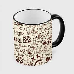 Кружка 3D Lil peep retro pattern, цвет: 3D-черный кант