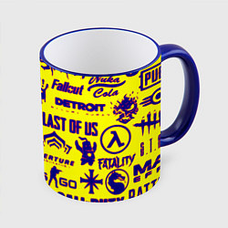 Кружка цветная Логотипы игр на жёлтом