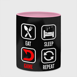 Кружка 3D Eat, sleep, Deadlock, repeat, цвет: 3D-белый + розовый — фото 2