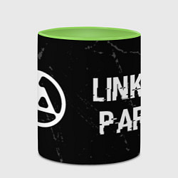 Кружка 3D Linkin Park 2024 glitch на темном фоне по-горизонт, цвет: 3D-белый + светло-зеленый — фото 2