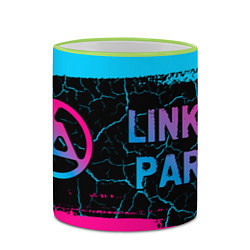 Кружка 3D Linkin Park 2024 - neon gradient по-горизонтали, цвет: 3D-светло-зеленый кант — фото 2