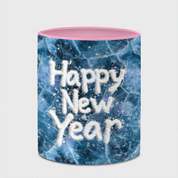 Кружка 3D Happy New year with snow on ice, цвет: 3D-белый + розовый — фото 2