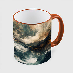 Кружка 3D Иллюстрация хаоса в грубом стиле, цвет: 3D-оранжевый кант