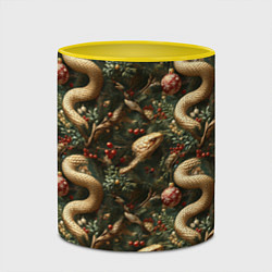 Кружка 3D Паттерн со змеями и елкой, цвет: 3D-белый + желтый — фото 2