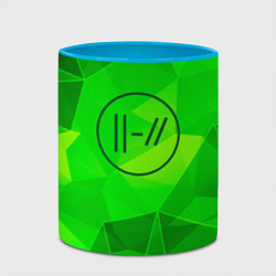 Кружка 3D Twenty One Pilots green poly, цвет: 3D-белый + небесно-голубой — фото 2