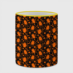 Кружка 3D Летучие мыши - хэллоуин, цвет: 3D-желтый кант — фото 2