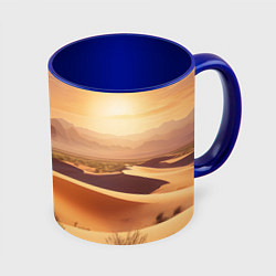 Кружка 3D Закат в жаркой пустыне, цвет: 3D-белый + синий
