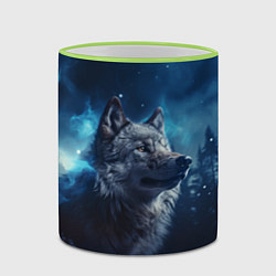 Кружка 3D Голова волка и небо, цвет: 3D-светло-зеленый кант — фото 2