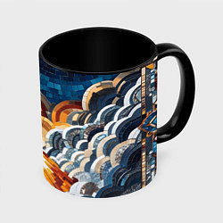 Кружка цветная Мозаика ракета