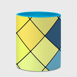 Кружка 3D Геометрия линии клетка, цвет: 3D-белый + небесно-голубой — фото 2