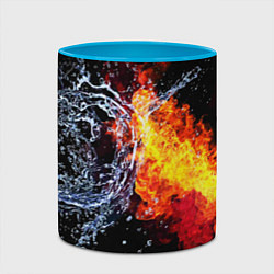 Кружка 3D Столкновения огня и воды, цвет: 3D-белый + небесно-голубой — фото 2