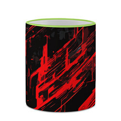Кружка 3D Red stripes on a black background, цвет: 3D-светло-зеленый кант — фото 2