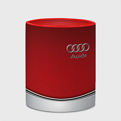 Кружка 3D Audi metal car steel, цвет: 3D-белый + красный — фото 2