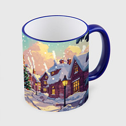 Кружка цветная Пустой новогодний городок
