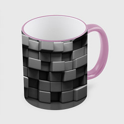 Кружка 3D Текстура кубы, цвет: 3D-розовый кант