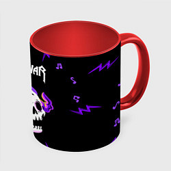 Кружка 3D Manowar неоновый череп, цвет: 3D-белый + красный