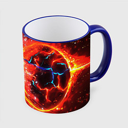 Кружка 3D Битва планет абстракция, цвет: 3D-синий кант