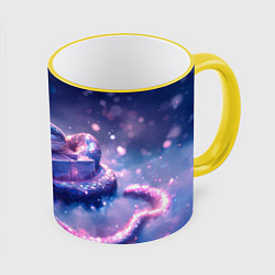 Кружка цветная Новогодняя магическая змея с подарками